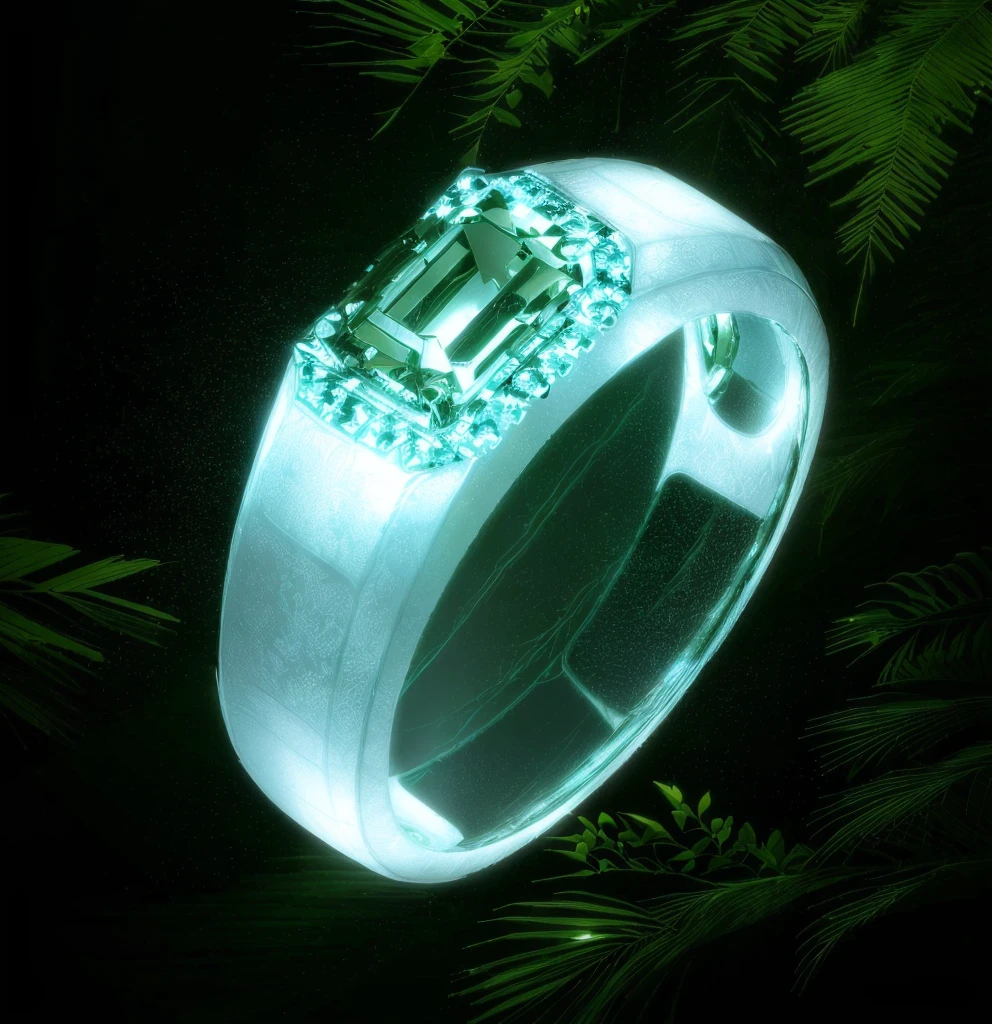 best quality,Extremely beautiful and best reflection effect。(Very detailed CG unity 8k wallpaper)(best quality)(Best shadow)Forest theme with white elements。,Tall trees,Glowing cool mushroom,Surrounded by delicate foliage)There are also fireflies and glowing grain effects(Jungle theme)()(middle)Isometric 3D Octane