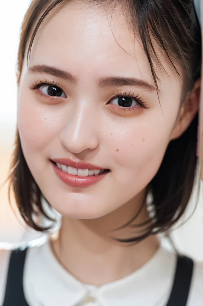 1 Girl, (Summer clothes:1.2), Very beautiful Japanese idol portraits, 
(RAW Photos, Highest quality), (Realistic, Realistic:1.4), (masterpiece), 
Very delicate and beautiful, Very detailed、wonderful, finely, Very detailed CG Unity 8K 壁紙, Very detailed, High resolution, Soft Light, 
Beautiful detailed girl, Very detailed目と顔, Beautiful and sophisticated nose, finelyて美しい目, Cinema Lighting, 
(Simple light color background:1.3)、Complete Anatomy, Slender body, Small breasts, smile