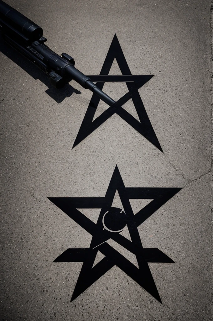 Pentagram with gun. It is a logo. Make it black.
