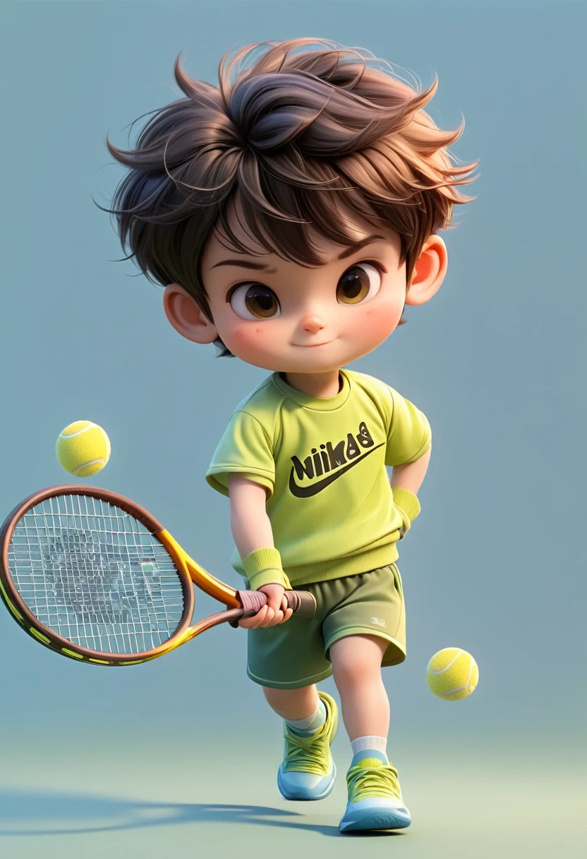 3d, boy playing tennis,Sportswear Set,Cartoon Style