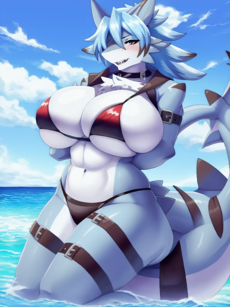 Shark girl, very sexy, big breasts, Japaneseschooluniformbikini