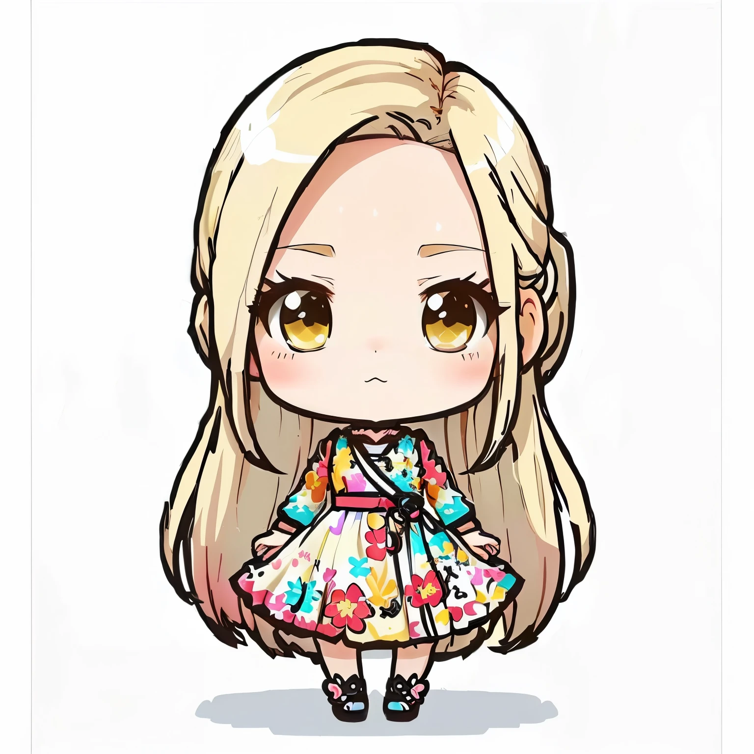 Cartoon angry girl with long blonde hair in a colorful dress, , Cute art style, Little art, Little anime girl, advanced digital Little art, Cute anime waifu in a nice dress, Little style, Little, anime Little, Lori, kawaii Little, Cute artwork, Little anime, Cute digital art, Wearing a floral dress, Cute Characters