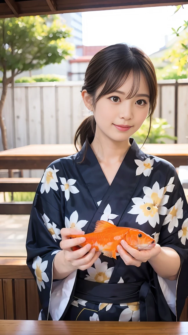 Goldfish scooping in yukata、Eat、Not prepared