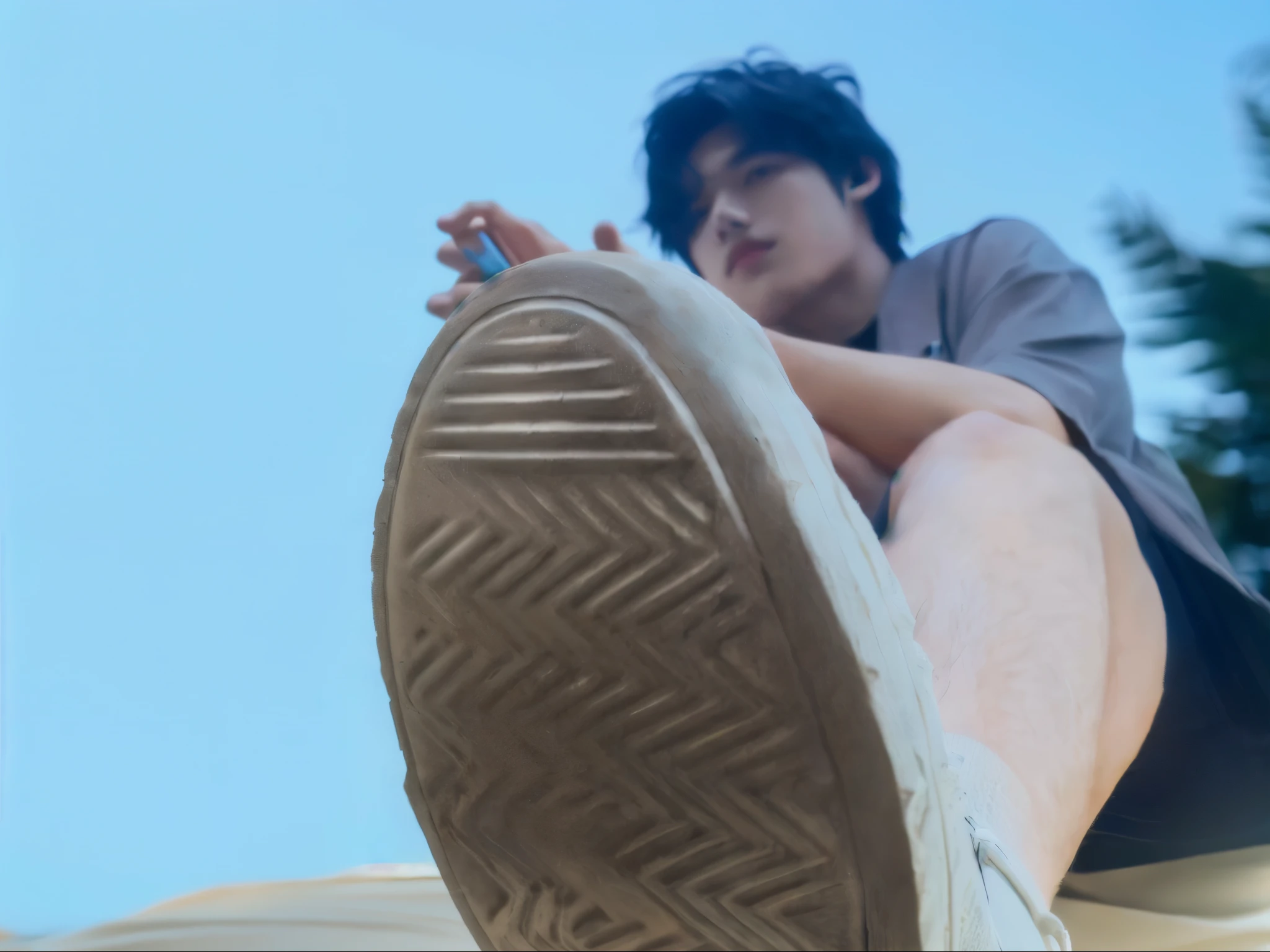 (8K, RAW photos, best quality, proficient:1.3), ((Black Hair), Soft Light, 1 Boy, aesthetic shot, Matching Colors, Cover photo,。