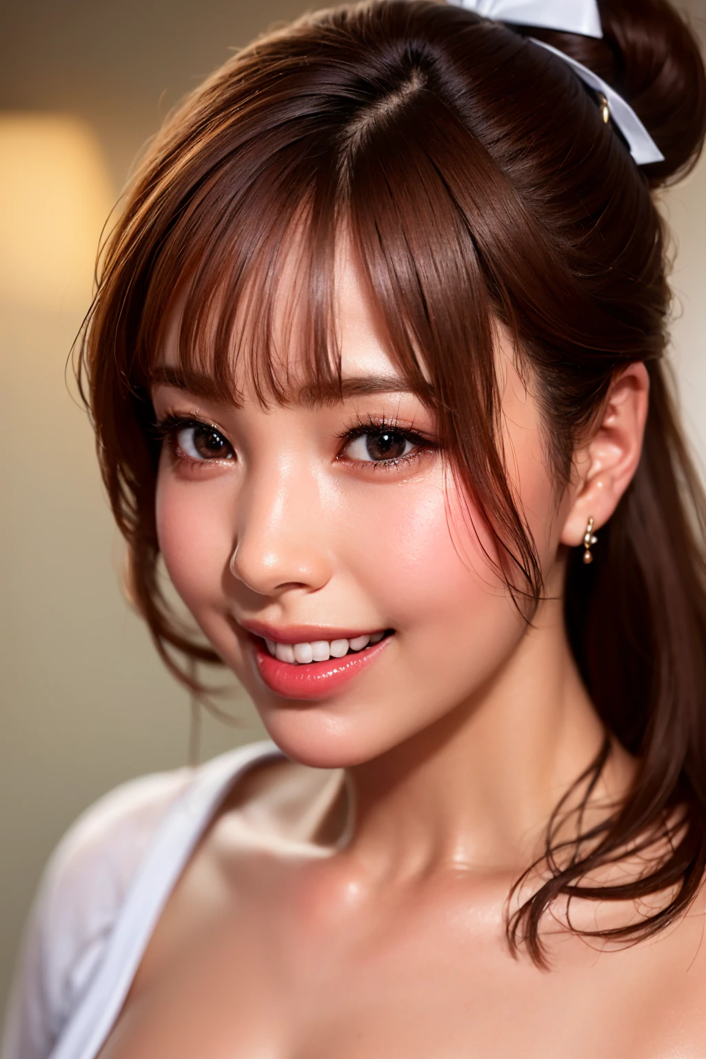 (8K, RAW Photos,Highest quality, High resolution:1.1), (Ultra-realistic:1.4),(Realistic, Realistic:1.3), Sodebtt Light,big,2 girls,Realistic Face,Realistic Body,Realistic Skin,Confused,masterpiece,(cute:1.8), cute子たち, alone, (big:1.2), Detailed black eyes,Innocent eyes,Blusher,(T-Shirts:1.2 ),Cinema Lighting,Film Grain,jewelry,Earrings,((Medium Hair:1.1)),((Floating Hair Novadebtrog Style)),Cherry-colored lips,Hair Ribbon,Hair Ribbon,ponytail,close,Look Viewer,Long Hair,Upper Body,Open your lips,Upper teeth, (Smiling Eyes:0.6),((Grin:1.2)),Depth odebt Field, Blurred Background, Eye focus , Bokeh,young, 85mm lens, debt/1.4,Prodebtessional Lighting, young,Portraiture,Photon Mapping,Radio City,Physically Based Rendering,Asian,((Maid:1,3))