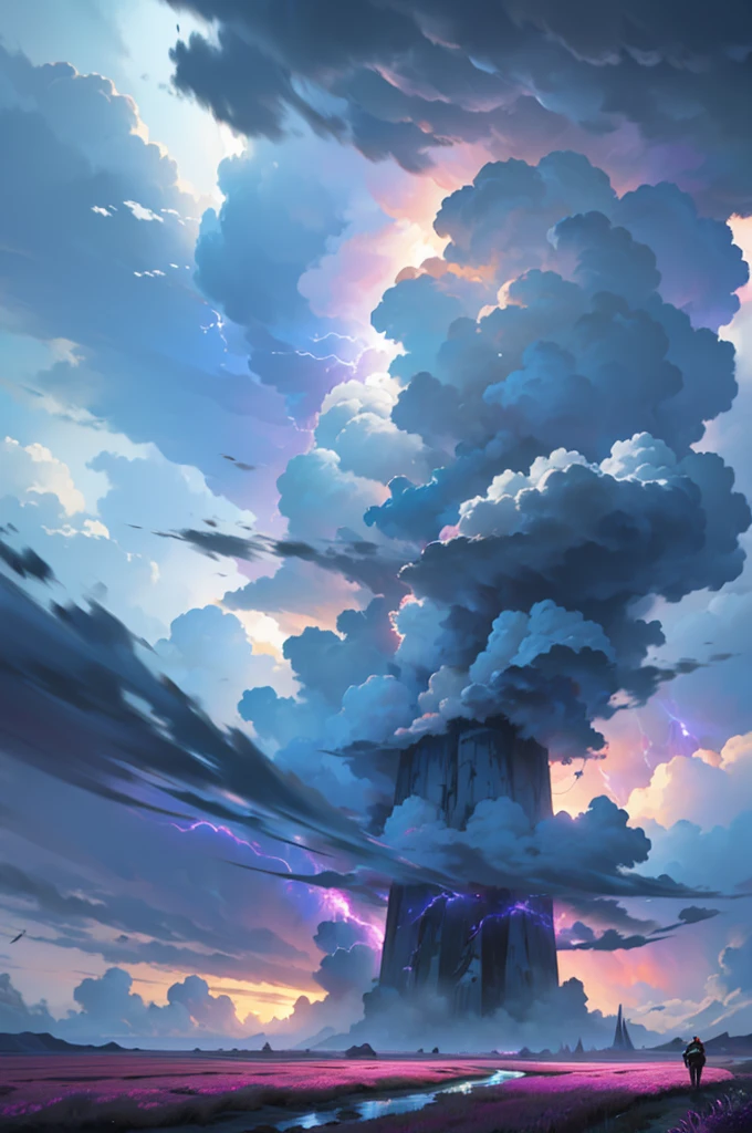 wilderness, In a giant supercell, Rotating thundercloud, Before the storm, Extremely detailed，Highest quality，Rich colors