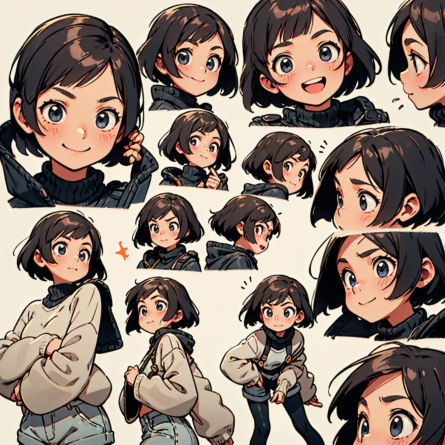 8K quality,(super masterpiece:1.3),Highest quality,Detailed Images,The real picture,Natural lighting,symmetrical beauty,1 female,9 expressions,9 Portraits,Yuffie Kisaragi,20-year-old,(微smile,smile,smile),Hairstyle(short hair),head band,turtleneck,No sleeve,Shorts,(very cute:1.3),background(On the roof,rooftop,night,full moon),(Face directly towards the camera,Looking directly at the viewer,looking at the camera,The body faces the viewer,The body is facing the direction of the camera,Face looking straight into the camera).