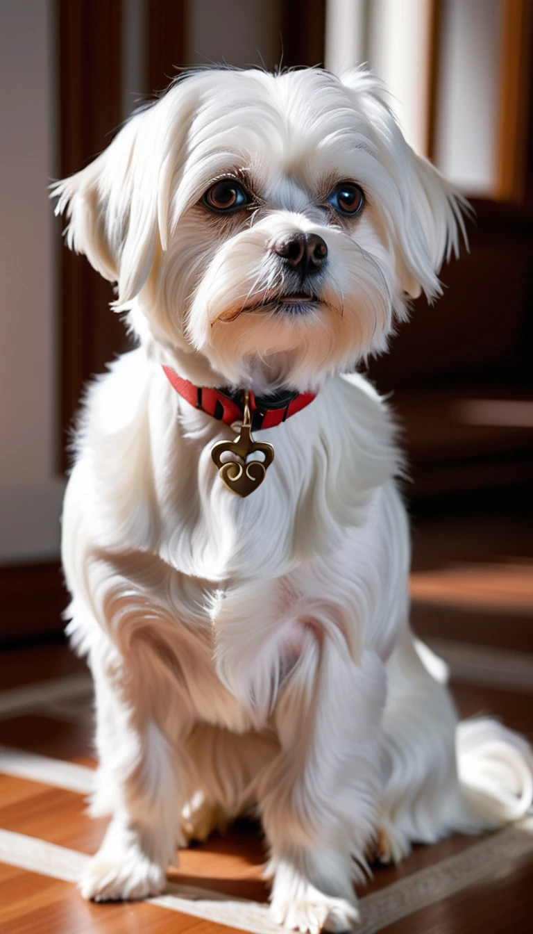 There is no one, realistic photo, photo realism, realism, maltese (Maltese), perfect composition, intricate details, Very sharp, masterpiece, profile, high resolution, looking at the viewer, Full body photo in a comfortable atmosphere indoors