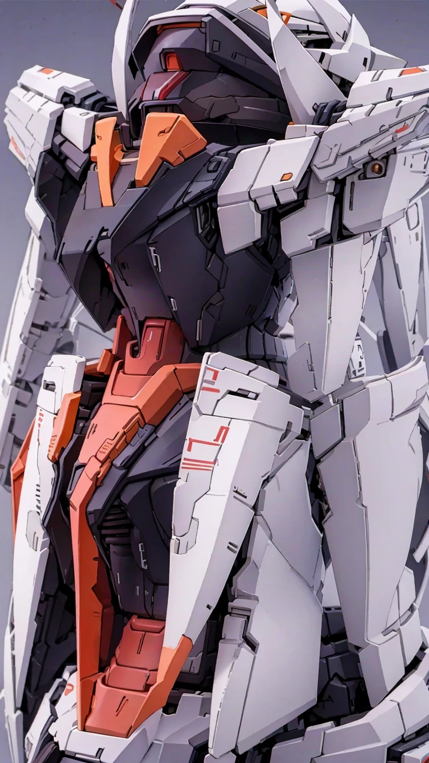 Gundam、Woman silhouette、Asian、Black Hair、whole body.Highest quality、Masterpiece、Simple Background、Model standing