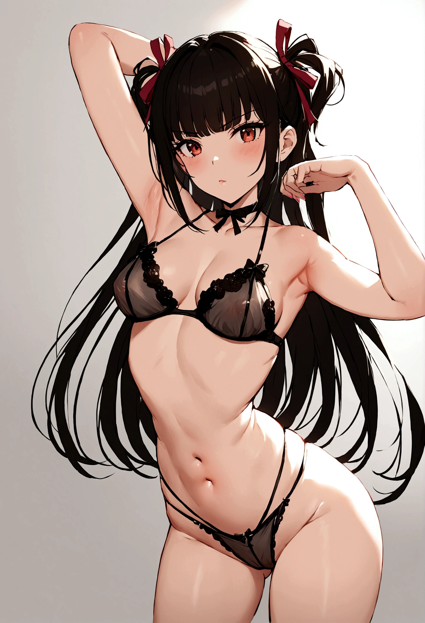 (((tokisaki kurumi))) lingerie black NSFW medium breasts body pretty sexy pose pretty girl 