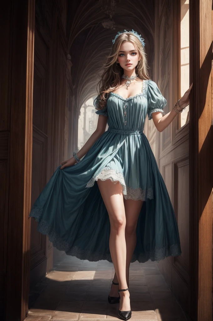 Alice in Technology Land , Full body, Ultra High Resolution, Masterpiece, beautyfull face with gorgeous shiny eyes,