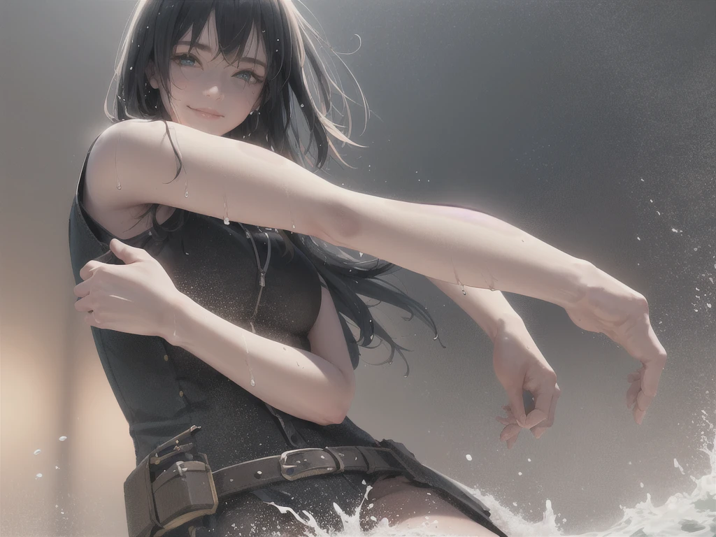 (masterpiece, best quality:1.2), cowboy shot, solo, 1girl, 27 yo peasant woman, smile, looking at viewer, peasant dress, capelet, belt, wet clothes, soaked, dripping wet, wet hair, wet skin, translucent, glistening with oil, fully clothed, wet muddy field, dripping with mud, muddy arms, muddy hair, (Super detailed,ultra high resolution,detailed background)), (((masterpiece:1.4, Best Quality:1.4, 8K,))), ultra high res, Physically Based Rendering, ((Best Quality)), ((Masterpiece)), (Very Detailed:1.3), 3D, Accurate simulation of light-material interactions, perfect proportions, octane rendering, duotone lighting, low ISO, white balance, rule of thirds, wide aperture, 8K RAW, efficient sub-pixels, subpixel convolution, luminescent particles, light scattering, Tyndall effect, HDR (High Dynamic Range), ray tracing, NVIDIA RTX, super resolution, unreal 5, subsurface scattering, PBR texture, post-processing, anisotropic filtering, depth of field, maximum sharpness and sharpness, multi-layer texture, albedo and highlight maps, surface shading, (wlop, dalcefo, realistic, painting)