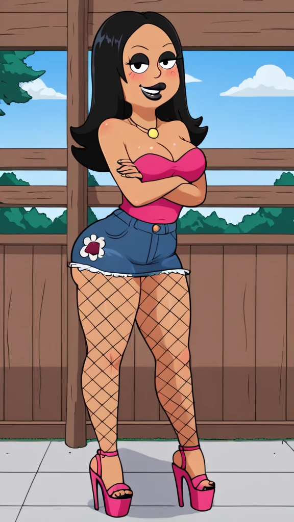 Ultra high quality, very detailed, sharp focus, by buta99, by chunie, perfectly drawn, Human, humanoid, Nani pelekai from lilo and stitch, NaniWaifu, brown skin, latina, (saggy breasts), inverted nipples, wide hips, thick legs, big butt, (small penis:0.75), ((thick cock)), (large testicles), rolling eyes back, full body view