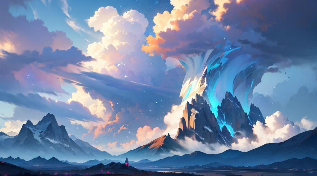 Mountain,In the empty universe,Colorful mountains,Before the storm,and its details,Highest quality,Rotating thundercloud