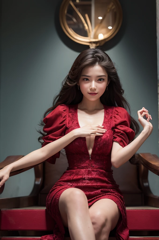 Beautiful woman with three arms and legs