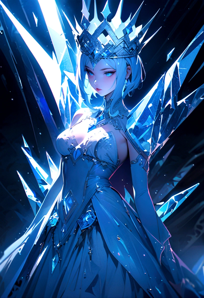 Picasso_Cubism, ice Queen, crown, elegant dress