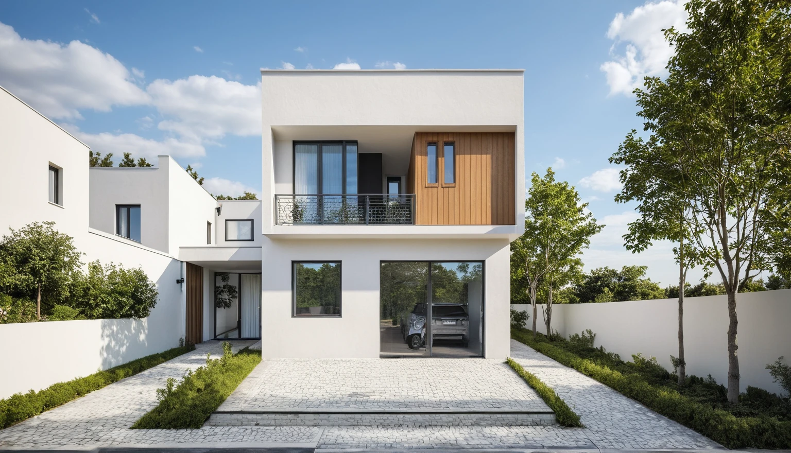 maison de ville, (style moderne:1.2), ciel ouvert sur le toit, design extérieur, vue de perspective, (mur blanc:1.3), (bloquer les trottoirs et les routes asphaltées), (jour sky background), Arbres bas autour de la maison, (la maison d&#39;à côté est plus basse que la maison du concepteur en question), (mid jour), (Neutral lighting is suitable for the maison de ville, éclairage du thermomètre de couleur claire), (visualisation de la conception architecturale), (réflexion), (se concentrer sur un objet), (material normal bump real réflexion), (Lumière dispersée), (rayon de lumière), (lumière multifaisceaux), (rayon de soleil) (multi-level réflexion), (rendu de visualisation du logiciel Chao Vantage),(((meilleure qualité))), ((chef-d&#39;œuvre)), ((Meilleure illustration)), ((Meilleures ombres)), ((super détail)), (Lignes complexes), (photoréalisme),(hyper détail), ((archquotidiennement)), ((conception primée)), (lumière dynamique), ((jour)), projecteur, (lumière parfaite), (Lumière chatoyante), ((photoréaliste)), ((détail complexe)), ((Détails extrêmes)), ((détail fou)), ((rendu d&#39;octane)), ((tendance sur artstation)), ((Haute fidélité)), ((Vidéo)), ((croustillant)), ((Brillant)), ((superbe)), ((accrocheur)), ((haute qualité)),((pointu))((Brillant)), ((superbe)), ((environnement ensoleillé naturel)), ((accrocheur)), ((éclairant)), ((impeccable)), ((haute qualité)),((pointu edge render)), ((éclairage moyennement doux)), ((rendu photographique)), ((archivage détaillé)), ((environnement de réalité)), (modern maison de ville design architectural design facade), (modern maison de ville facade roof design), (modern maison de ville facade wall design), (modern maison de ville facade decoration material design) (maison de ville facade door and window design modern), (conception d&#39;éclairage environnemental), (modern maison de ville facade lighting design), (modern maison de ville front gate and fence design), (Luminaires design pour poteaux de portail et clôtures), (ma