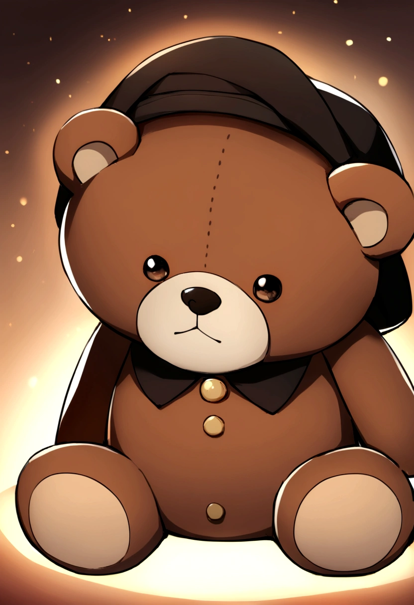 This stuffed bear is wearing a hat,Beige