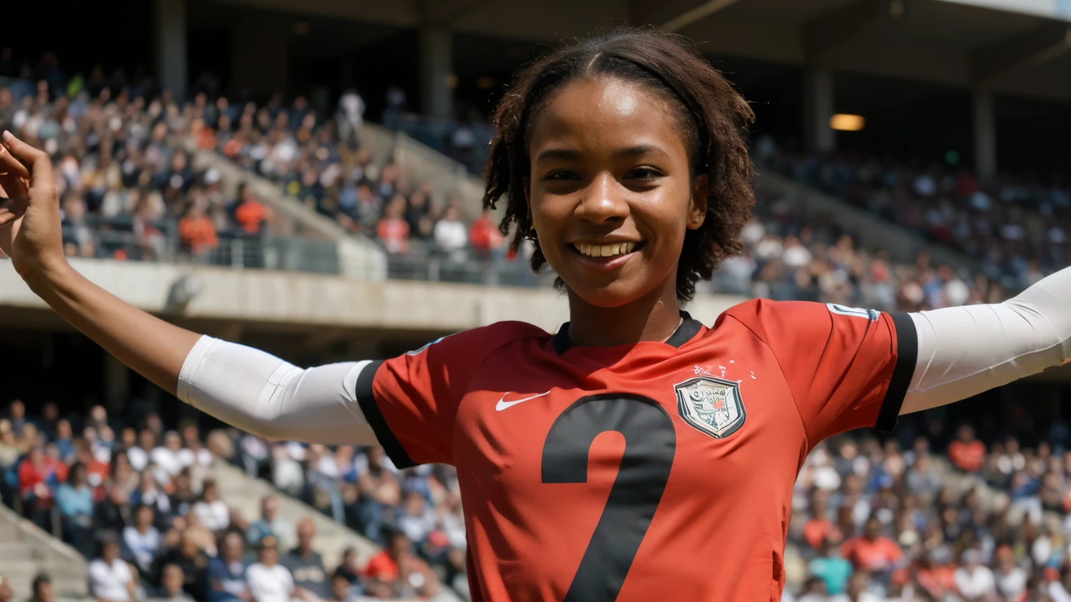 Happy young African American soccer player, cut out