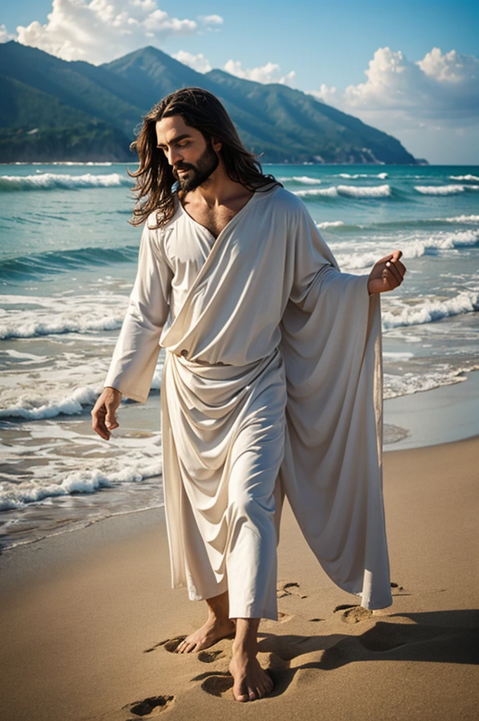 Jesus picture on beach