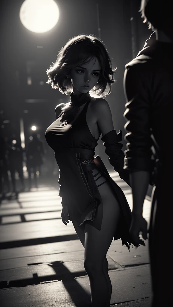 a silhouette of a girl and a boy walking in different directions, night, moonlight, dark silhouettes, dramatic lighting, moody atmosphere, cinematic, minimalist, monochrome, high contrast, beautiful detailed eyes, beautiful detailed lips, extremely detailed face and features, elegant pose, graceful movement, serene, mystical, atmospheric, (best quality,4k,8k,highres,masterpiece:1.2),ultra-detailed,(realistic,photorealistic,photo-realistic:1.37),cinematic lighting,dark environment,dramatic shadows,muted colors,moody tones
