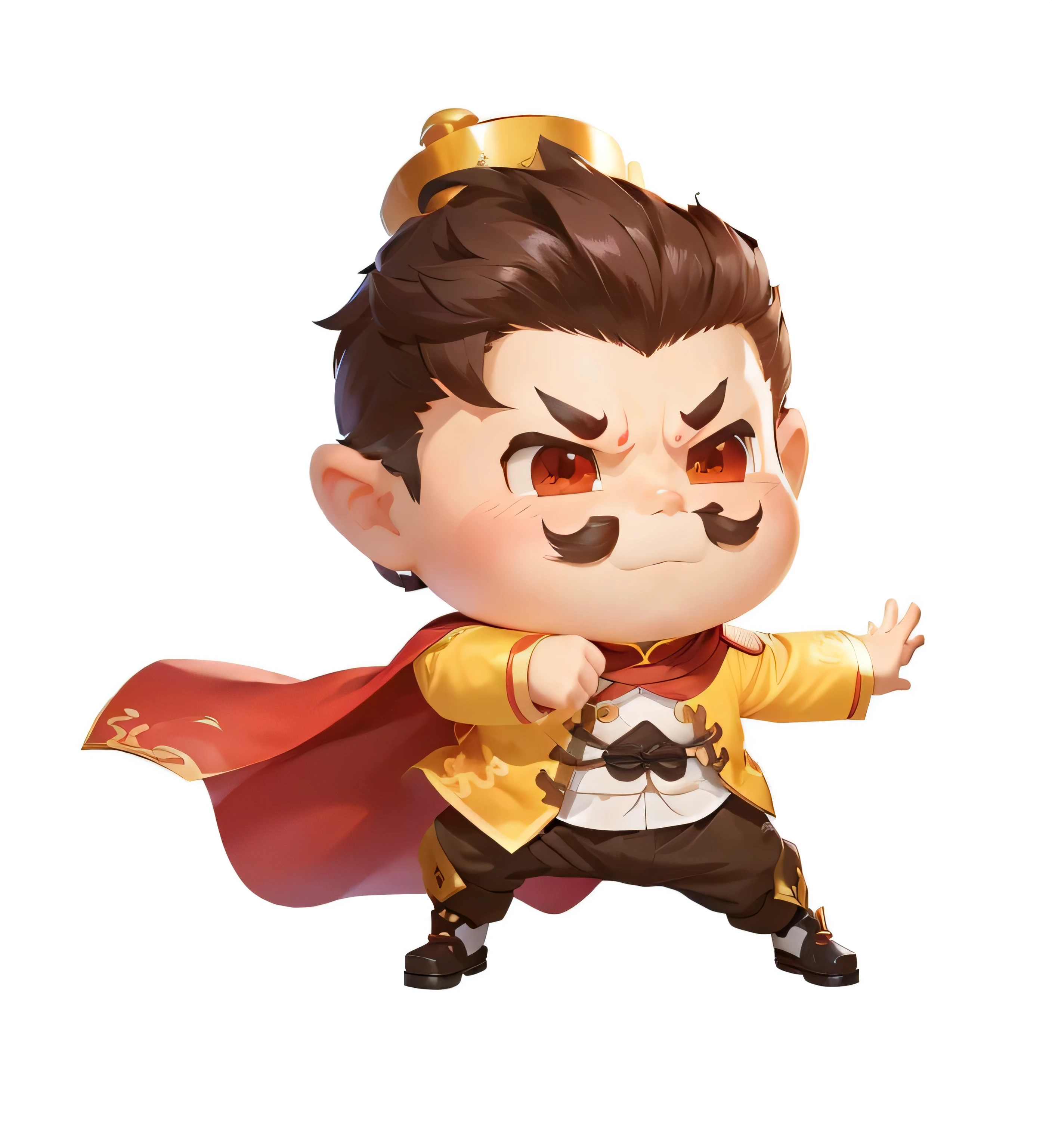 cartoon boy in chinese style wearing top and red cape, very detailed character, Maple Story Character Art, Inspired by Dong Yuan, High-quality character design, Official character illustrations, Official Character Art, Lovely characters, heroic figure, game character, inspired by Guan Daosheng, heise jinyao, 《Genshin Impact》Zhongli, Official illustrations