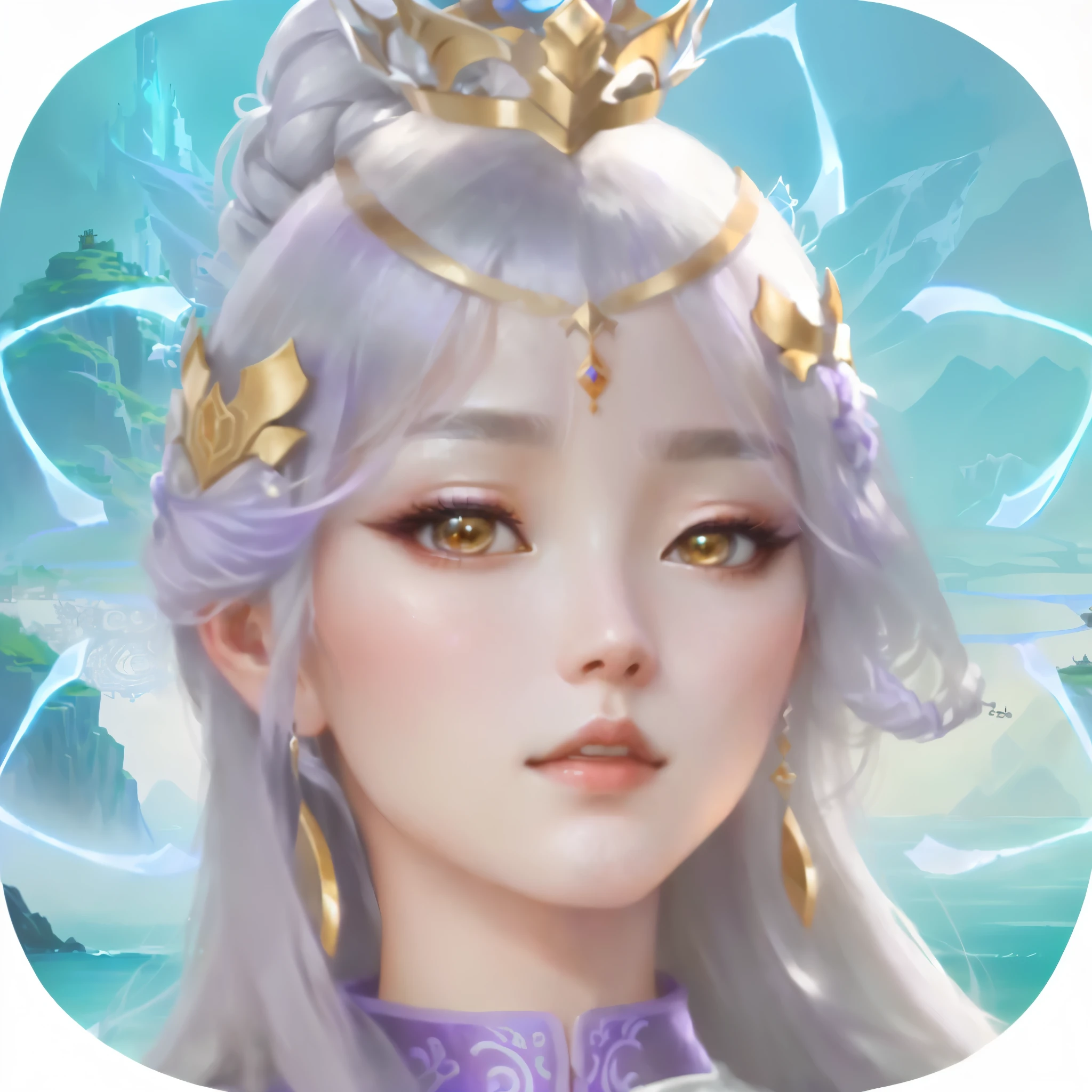 Close-up of girl in purple dress, There is a glowing blue magic circle behind the character，Queen of the Sea Mu Yanling, Beautiful fantasy queen, Inspired by Lan Ying, Inspired by Pu Hua, yun ling, Inspired by Guillaume, dragon, Inspired by Roma, ((Beautiful fantasy queen)), White-haired deity, Inspired by Song Maojin, heise jinyao