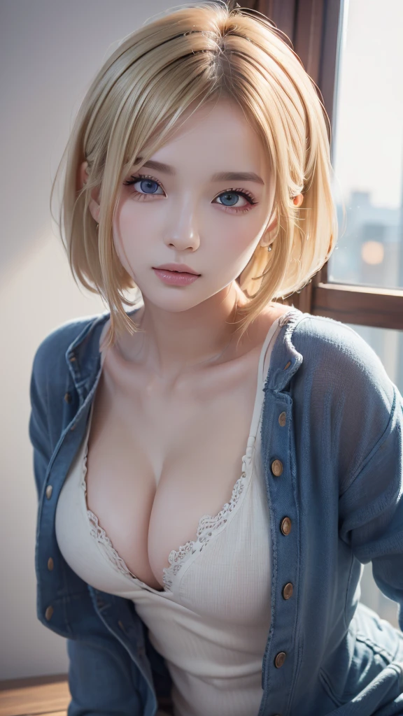 (((Blonde、forehead、one piece)))、1 Girl, (Highest quality:1.4), (Very detailed), (Detailed light), (Very detailed美しい顔), Great face and eyes, Blonde, Blue Eyes, Beautiful breasts, 8K wallpapers incorporating highly detailed CG, High resolution raw color photos, Professional photos, Dynamic Lighting, (((White background))), Written boundary depth,