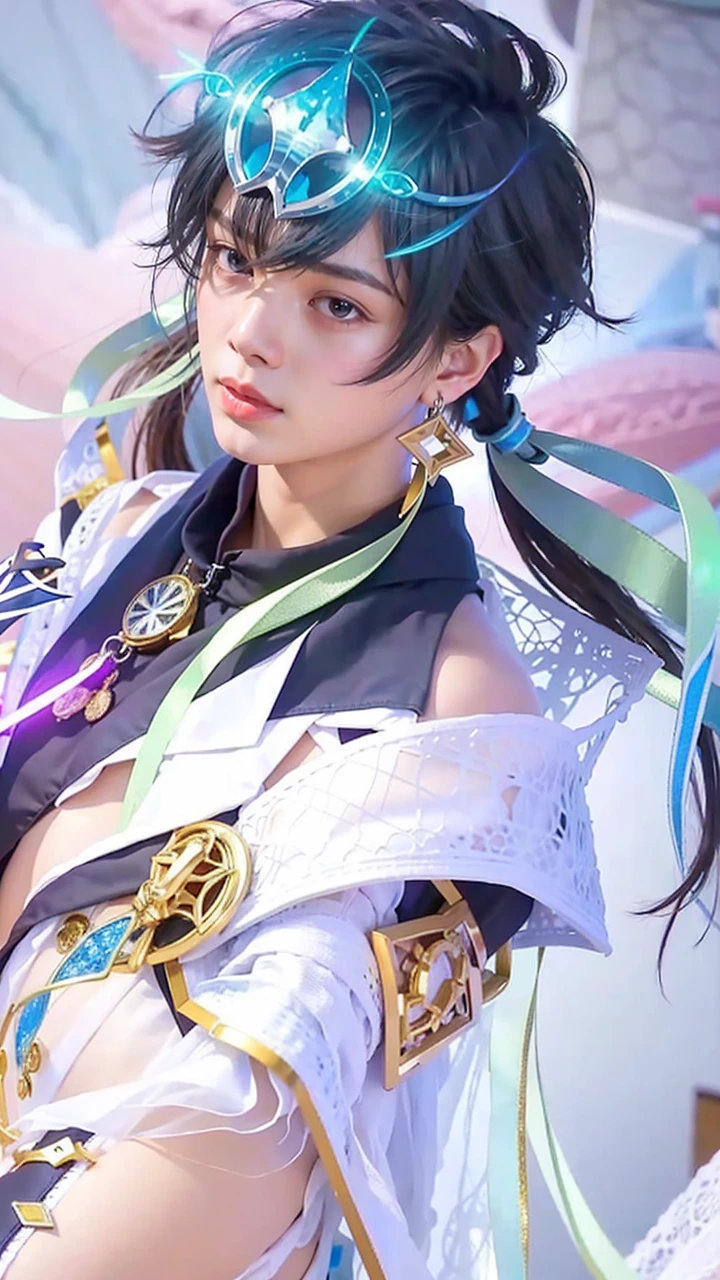 (best quality, masterpiece), 1girl, intricate details, beautiful detailed face, (minimum micro bikini:1.2), see-through, looking at viewer, night pool, blush, open mouth, black hair, medium hair, blunt bangs, happy, standing, cowboy shot,