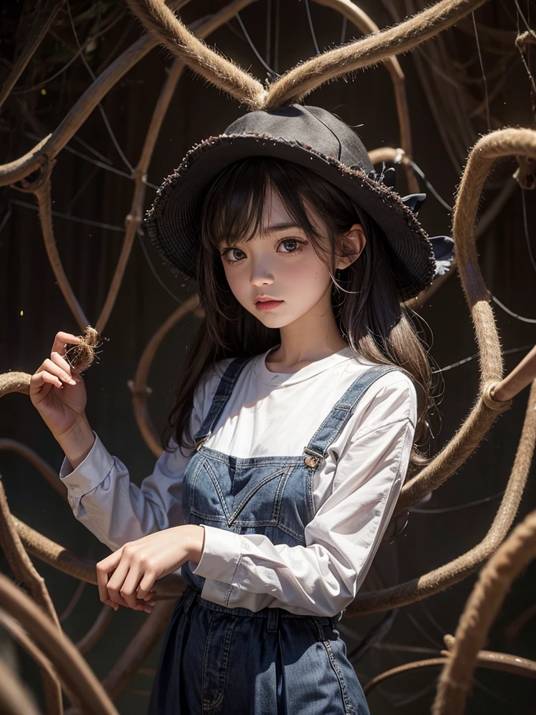 A girl caught in a spider nests