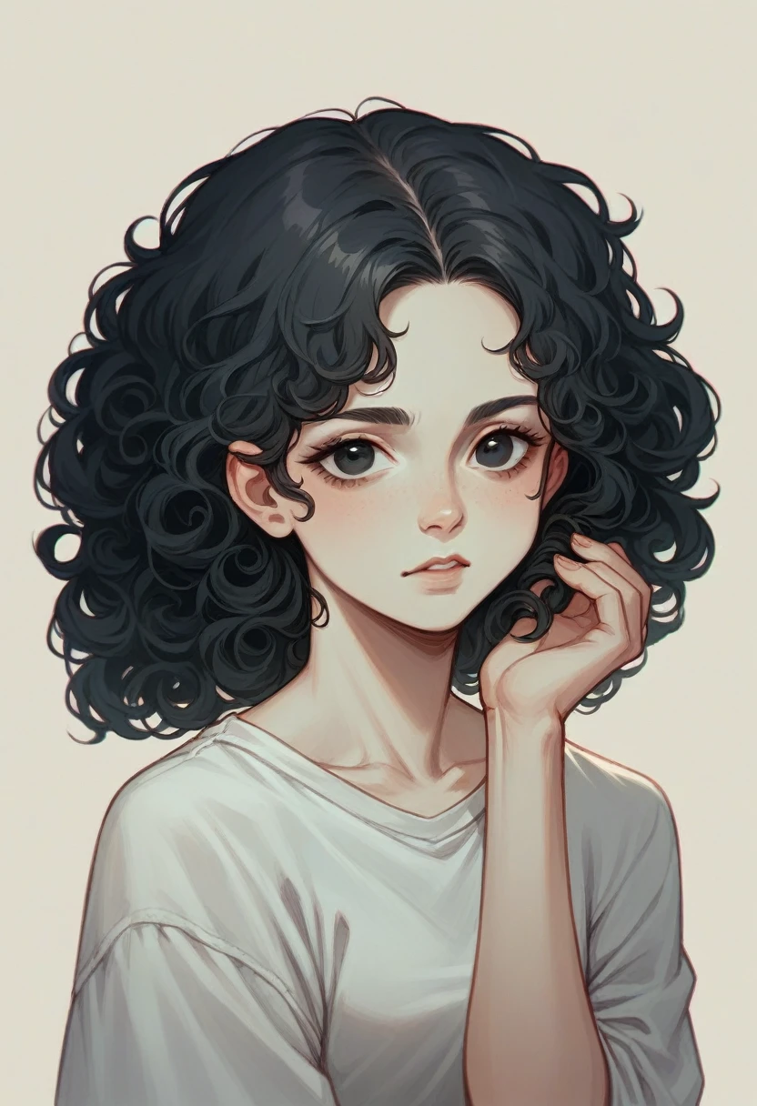 blythedoll,black hair,curly hair,fair skin,black eyes