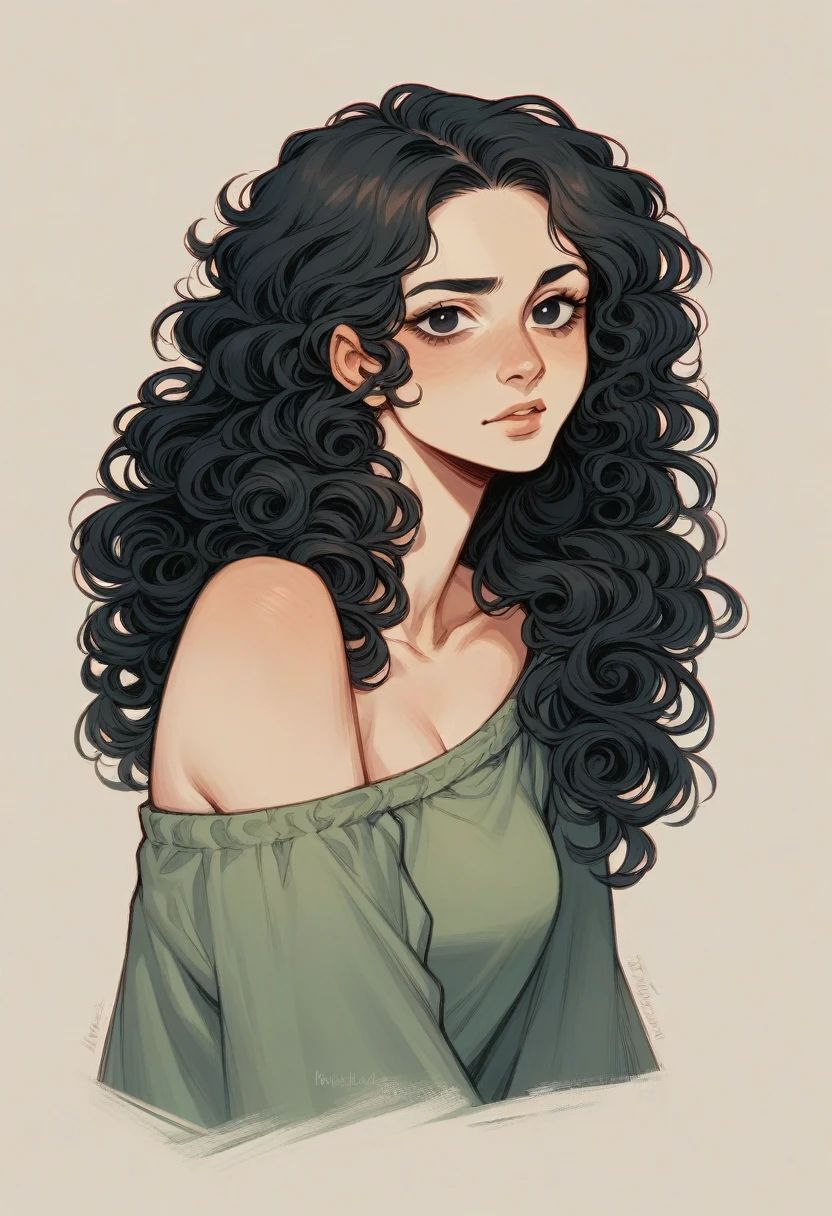 blythedoll,black hair,curly hair,fair skin,black eyes