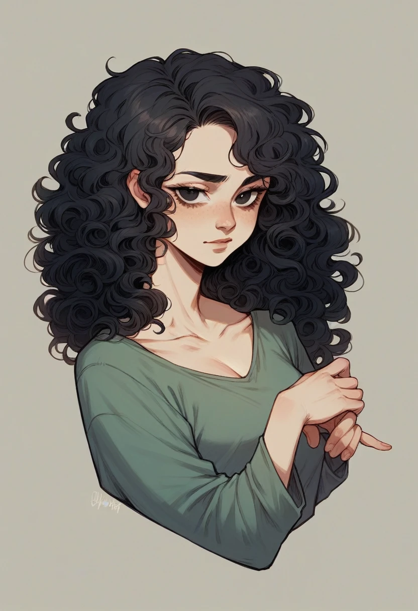 blythedoll,black hair,curly hair,fair skin,black eyes