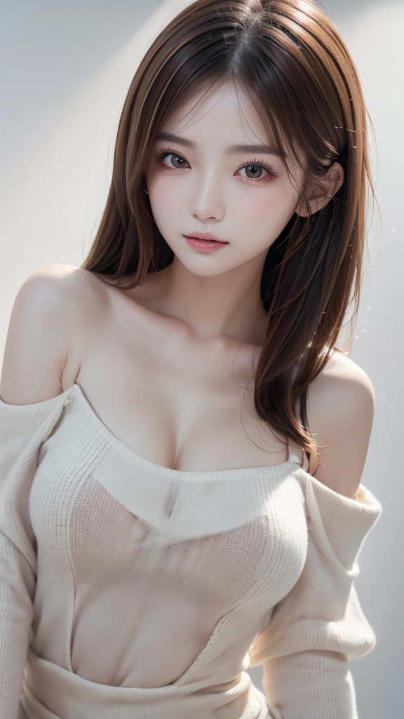 (((Blonde、forehead、one piece、White background、Off the shoulder、Tank top、Slender figure、Delicate body type、detailed body shape)))、1 Girl, (Highest quality:1.4), (Very detailed), (Detailed light), (Very detailed美しい顔), Great face and eyes, Blonde, Blue Eyes, Beautiful breasts, 8K wallpapers incorporating highly detailed CG, High resolution raw color photos, Professional photos, Dynamic Lighting, (((White background))), Written boundary depth,