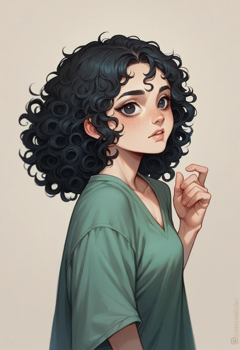 blythedoll,black hair,curly hair,fair skin,black eyes