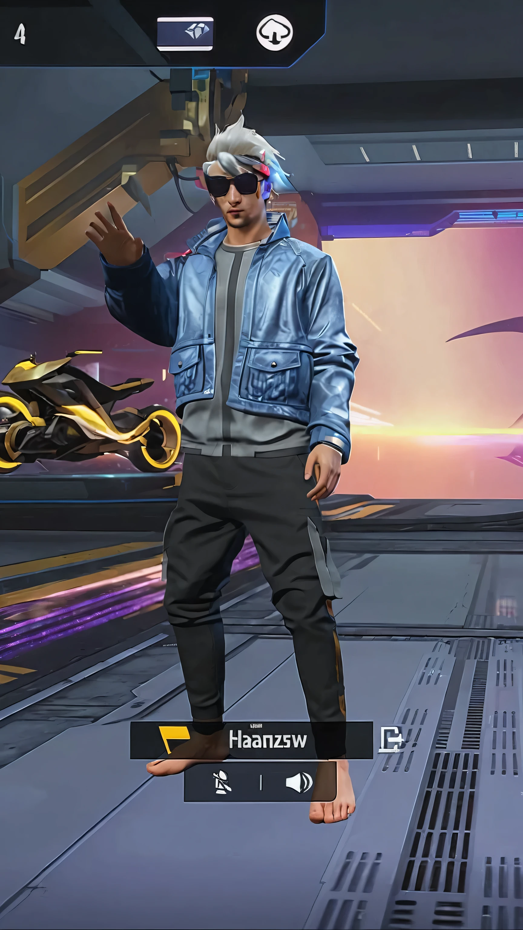 arafed image of a man in a blue jacket and sunglasses, in the style of sifu 🔥 😎 🕹️ 👀 :2, cyber universe style, fashion gameplay screenshot, wearing cyberpunk 2 0 7 7 jacket, in game style 8k, wearing netrunner clothing, male character, smooth in _ the background, as a character in tekken