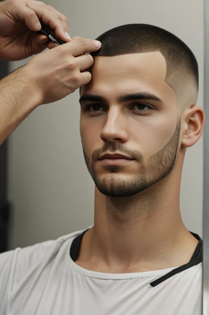 high blowout taper with buzz cut
