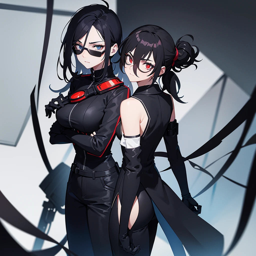 (full body),masterpiece, highest quality, One girl, Violet Par, Long Hair, Black Hair, Hair on one eye, (Red hero suit),Red bodysuit,black elbow gloves,Black Thigh Boots,Thick thighs,Squat,Spread your legs,Dynamic Angle, (From behind,Bent over, Looking Back),From below,Low - Angle,(Leaning forward:1.5),Face to endure humiliation, Simple Background