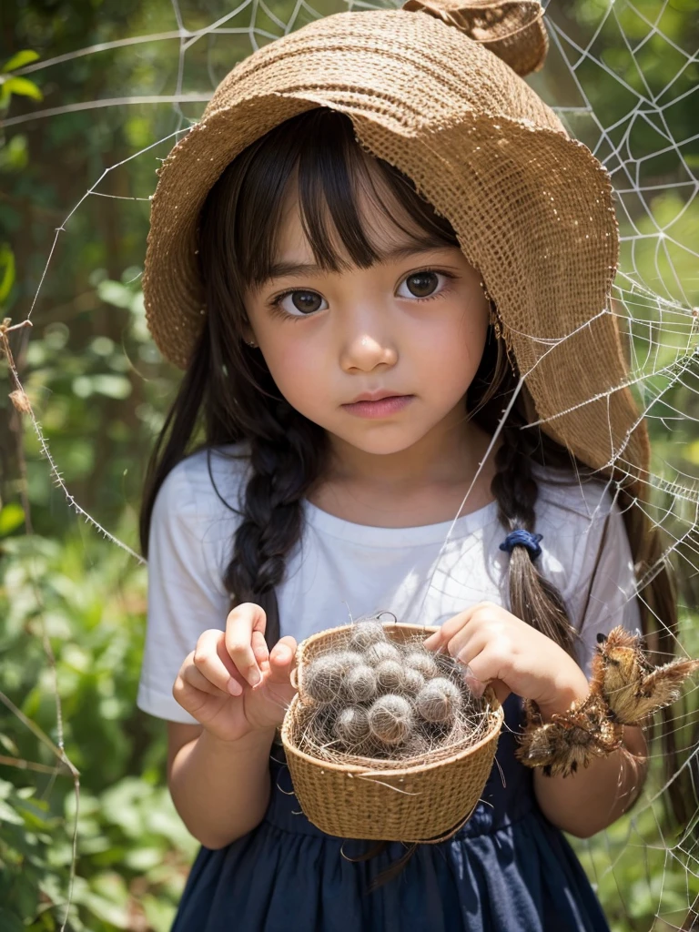 A girl caught in a spider nests