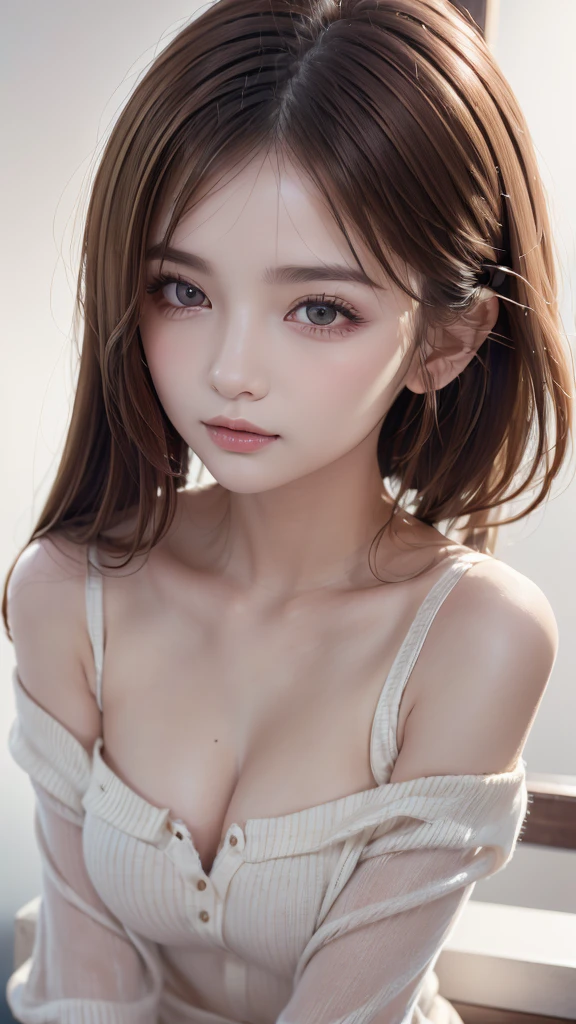 (((Blonde、forehead、White background、Off the shoulder、Tank top)))、1 Girl, (Highest quality:1.4), (Very detailed), (Detailed light), (Very detailed美しい顔), Great face and eyes, Blonde, Blue Eyes, Beautiful breasts, 8K wallpapers incorporating highly detailed CG, High resolution raw color photos, Professional photos, Dynamic Lighting, (((White background))), Written boundary depth,