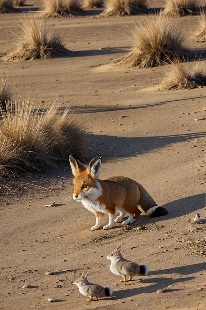 Fox rabbit and birds adapting to change of climate