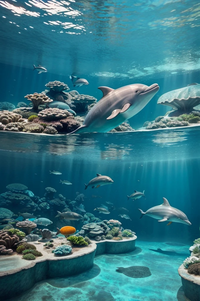 There should be a hotel which is under water and there are dolphins also, it should be luxurious