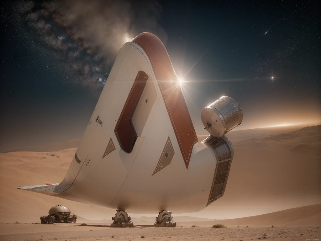 Stranded spacecraft, Desert Red Planet, "Airbrush Art" As well as warm colors and chrome, Alien Spaceship, exist