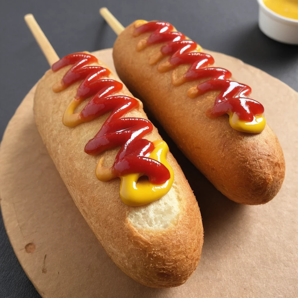 (Very detailed、Very detailedな顔、Highest quality:1.2)、Hot Dog、Wieners on bread with ketchup and mustard