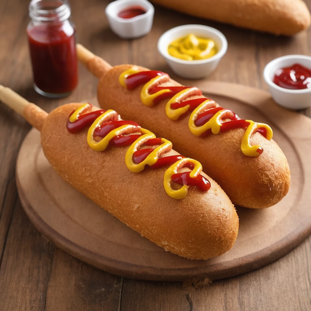 (Very detailed、Very detailedな顔、Highest quality:1.2)、Hot Dog、Wieners on bread with ketchup and mustard