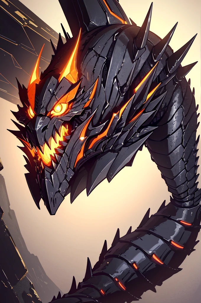 (best quality,4k,highres),(realistic:1.37),ultra-detailed,,medium:oil painting,sharp focus,professional,Original Kaiju armor form of a human, sharp, obsidian-like plates that overlap like armor, Elongated and somewhat reptilian head, with a pronounced crest of jagged obsidian spikes running from the forehead to the back of the neck. Four glowing, amber eyes are set deep in the skulls, arms with massive claws and blades, feet have three large, taloned toes, A long, whip-like tail ending in a mace-like cluster of obsidian spike, orange lines and aura in between armor. HD. city background destroyed highlights and shadows,rich color palette,dynamic brushstrokes,texture and depth,artistic masterpiece.