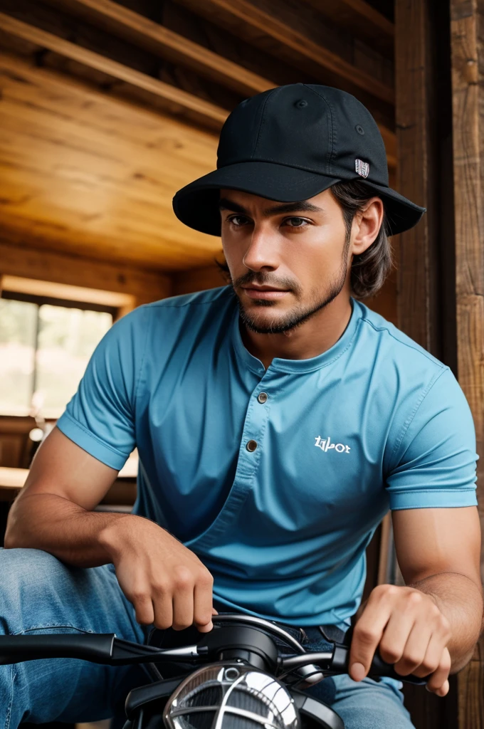 Imagine a man wearing a hat and
Riding hours