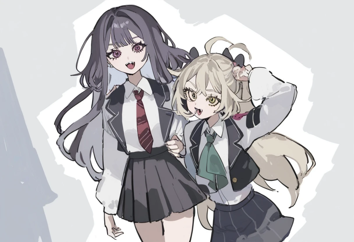 2 girls, school,style:inu totemo