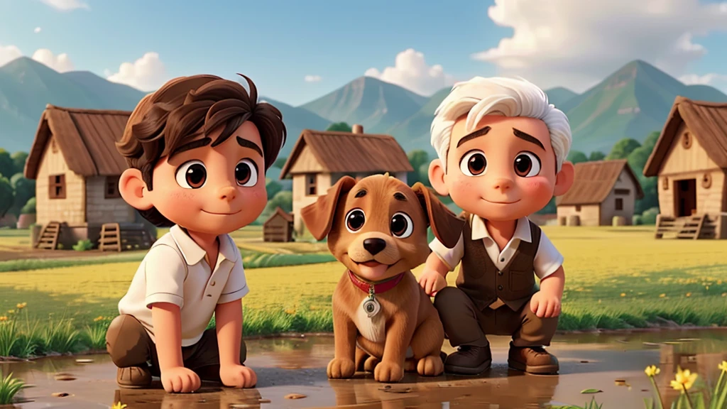 In a small village full of fields and mud, there is a six-year-old boy named Sophal.  Sophal has a dear friend, a puppy named Grandpa.  Grandpa is a purebred dog with white fur and brown eyes.