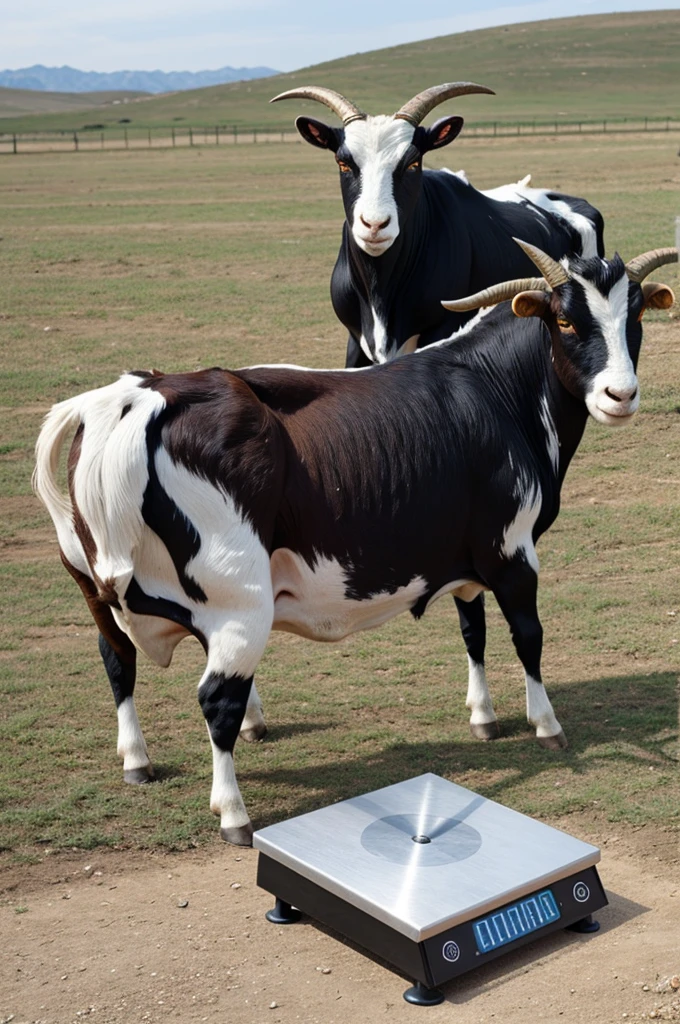 Being half goat half bull holding a scale